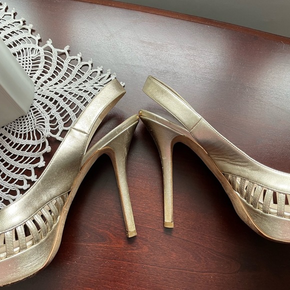 Size 8.5 Christian Dior Gold platform sandals - Picture 2 of 9